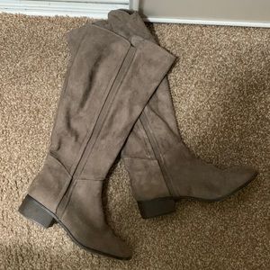 Gray knee-high boots
